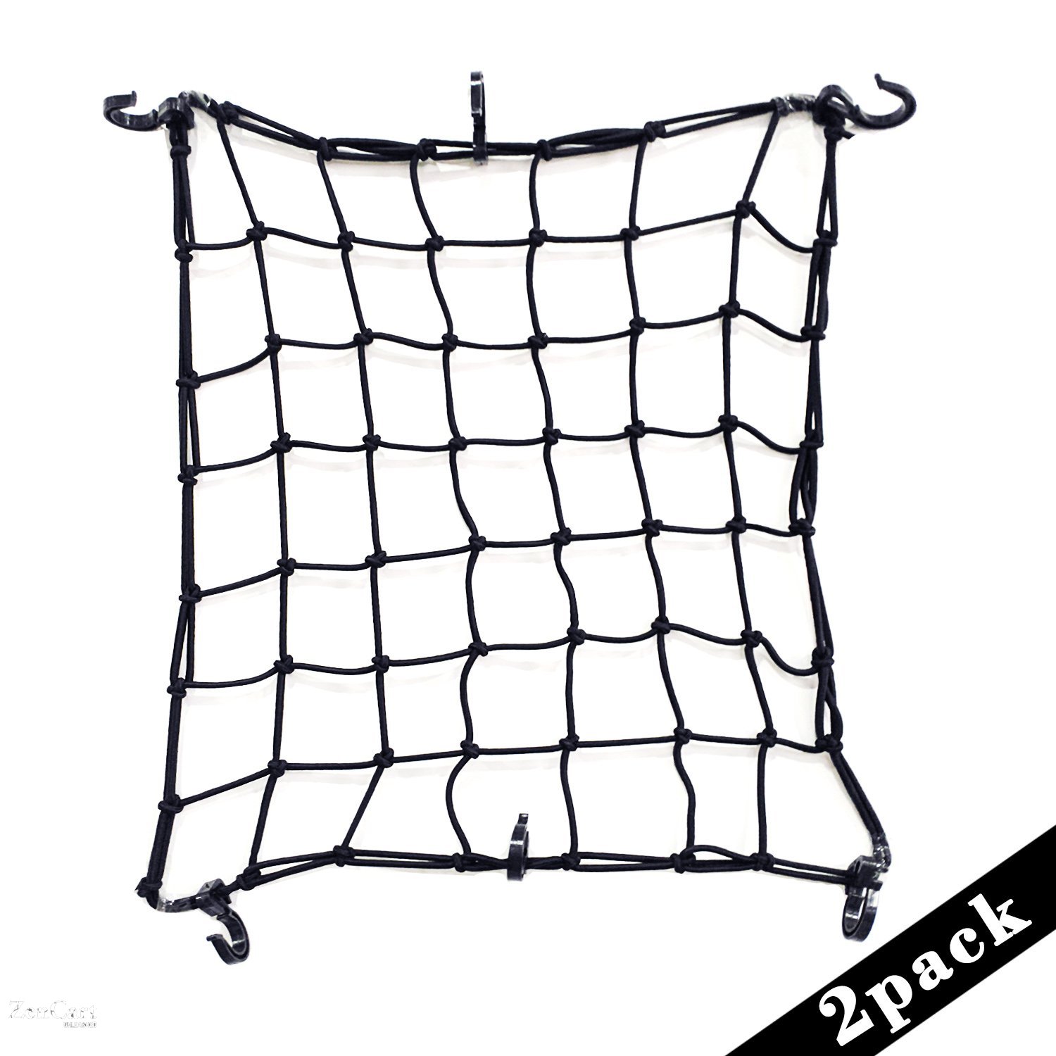 Pets vv 2 Pack of Black 15"X15" Cargo Net featuring 6 Adjustable Hooks & Tight 2"x2" Mesh